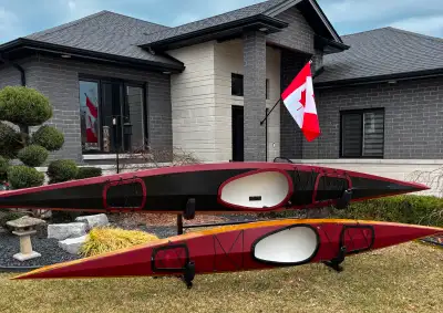 2 wooden handcrafted artisan sea touring kayaks (can carry up to 200lbs of gear) for sale including...