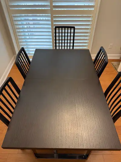 Black Dining Table with Metal Legs and 6 Chairs, View more
