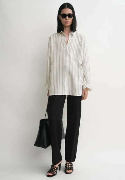 TOTEME Relaxed Striped Silk & Cotton Dress Shirt - Brand New, View more