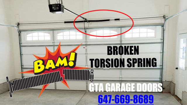 BROKEN Garage Door Torsion Spring New with Install $169 in Outdoor Lighting in Markham / York Region