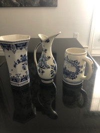 Vase , pichet, tasse (Deft Bleu)