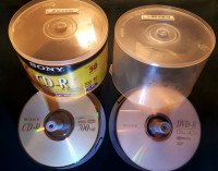 Sony DVD-R, CD-R in spindle cases, disc and jewel case labels. 