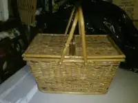 Lined Picnic Basket Hand Woven - $40