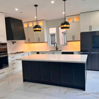 Refinish and refacing kitchen cabinets with high quality spray p