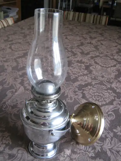 NEW, Never Lit! Beautifully Nickel-Plated Brass with a Custom Brass anodized Gimbal Wall Mount. Made...