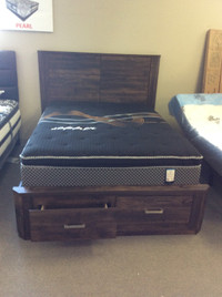 Wood Bed with Drawers