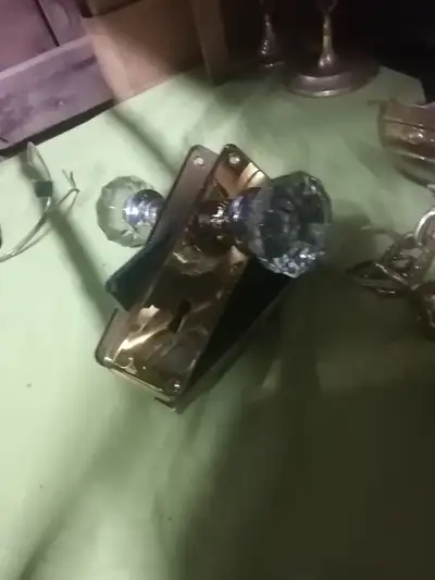 Pressed Glass & Solid Brass Door-Knob Set, View more