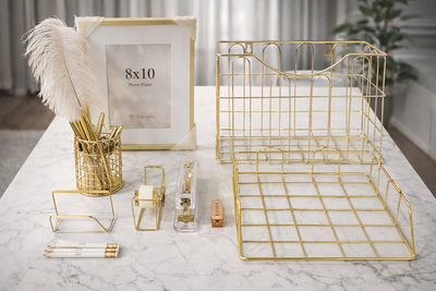 Gold Desk Organizer Set – Complete Office Bundle, View more