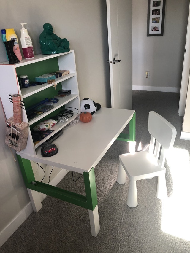 Ikea Childrens desk with attached bookshelf and chair Desks Calgary