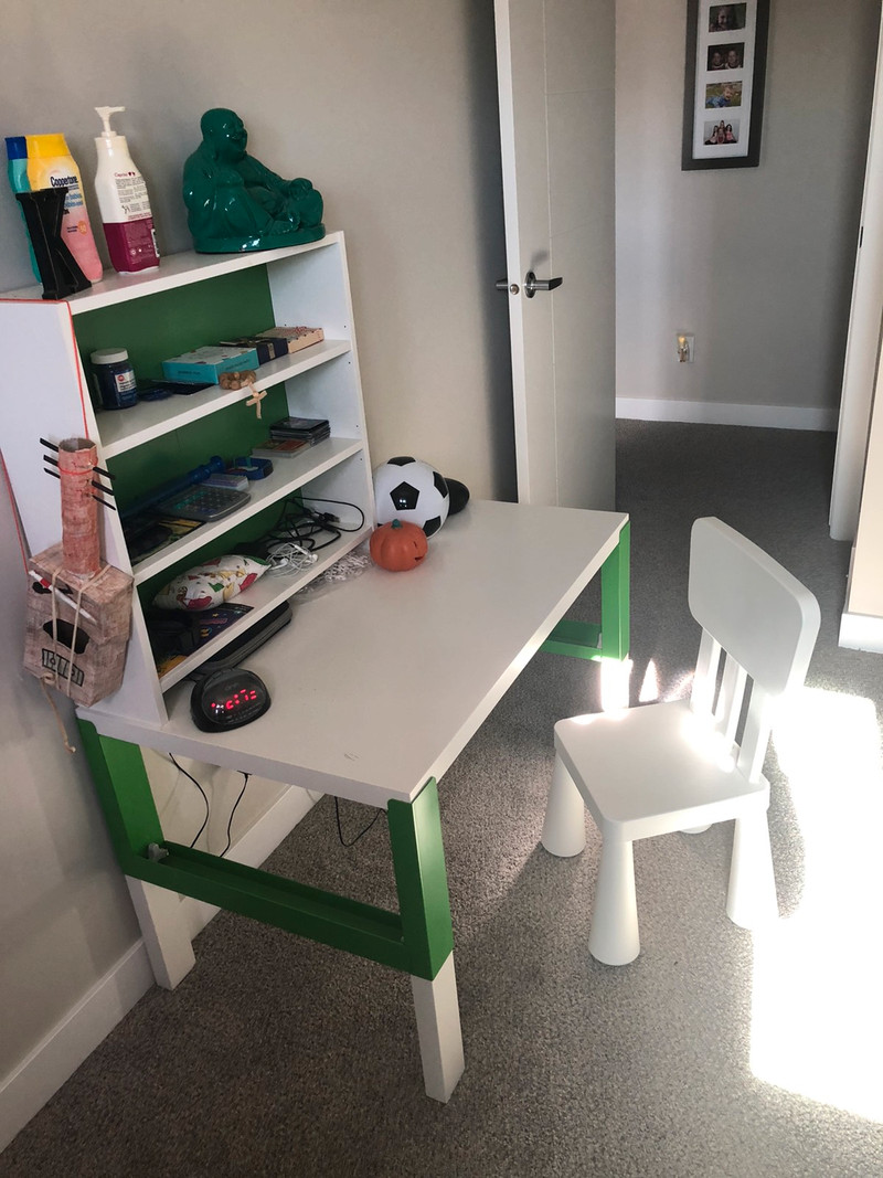 Ikea Childrens desk with attached bookshelf and chair Desks Calgary