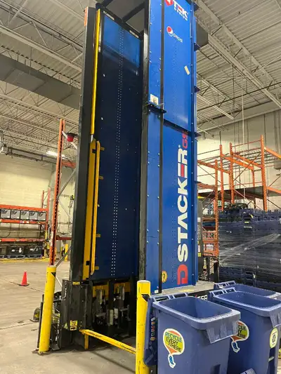 QTek D-Stacker GS pallet dispenser system available. Designed to efficiently store and dispense up t...