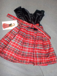 BNWT Girl's Size 2 Velvet and Plaid Dress