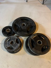 Bumper plates 45lb, 25lb, 10lb, and 5lb pair 
