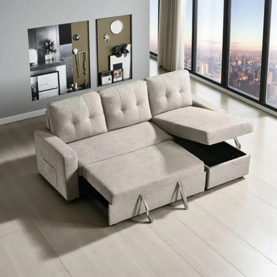 New Sectional Sofa Bed With Storage Side Pockets In Big Sale, View more