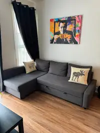 Corner sofa-bed with storage