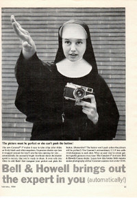 Vintage Bell & Howell Camera Ad with Nun 1964
