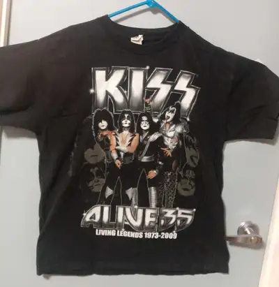 MEN'S Large BLACK KISS ALIVE 35 CONCERT T-SHIRT 2009 100%COTTON