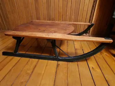 Logging sled coffee table, View more