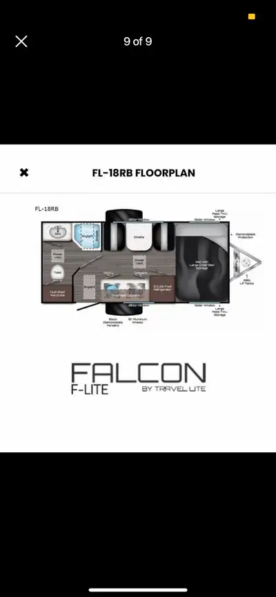 2018 Falcon F Lite travel trailer 1800lbs Dry Full bathroom with stand up shower 2 burner stove, mic...