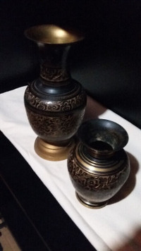 2 ETCHED BRASS VASES FRON PAKISTAN