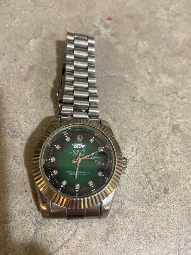 Rolex Oyster Perpetual Green Diamond Dial Watch Jewellery & Watches