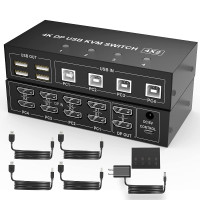 *New (Reg. $150)* 4 port Display Port KVM Switch (4x2)
