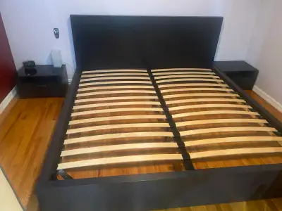 EQ3 King Bed Frame with nightstands, View more