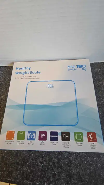 Brand new in box Homebuds Digital Bathroom Scale Max weight 180 KG Size 26 x 26 x 2 cm Online and in...