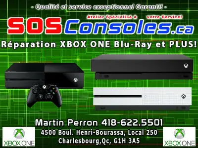Service de Réparation XBOX ONE et XBOX ONE X et XBOX ONE S" Pour le problème du Lecteur blu-ray lit...