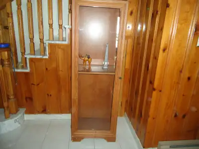 Curio cabinet, with three shelves. But two of the shelves are missing but can be easily replaced. Fo...