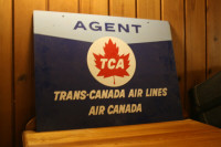 TRANS-CAN AIRLINES AGENT SIGN PAINTED ON PLEXI, DOUBLE SIDED, 18
