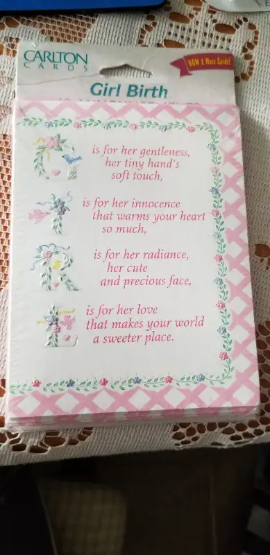 NEW - CARLTON CARDS FOR BIRTH OF BABY GIRL., View more