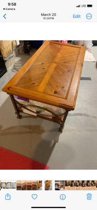 Rod iron and wood top coffee tables 