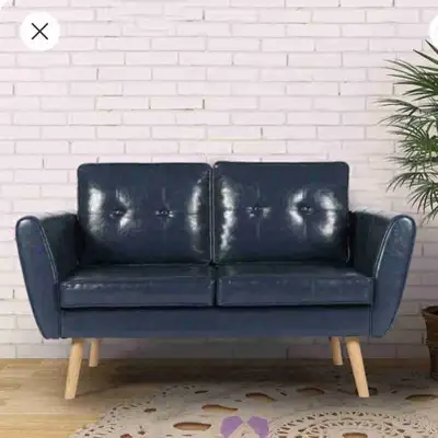 Sofa Couch Love Seat Faux Leather Blue, View more