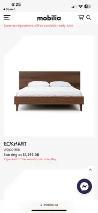 Eckhart king bed, walnut veneer, solid wood