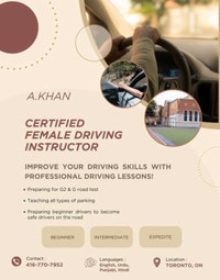 Female driving instructor  City of Toronto Toronto (GTA) Preview