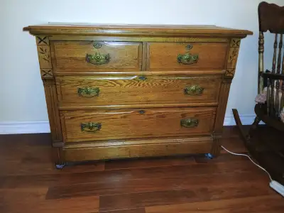 Antique 4 Drawer Dresser and Secretary/Make Up Table Circa 1850, View more