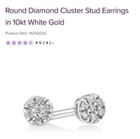 Diamond stud round earrings in white gold 0.05 carat