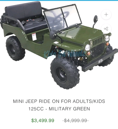 Gas Engine powered ride on Jeep UTV for Adults For older kids and adults 2 people can fit on this th...