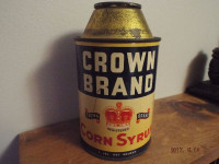 Rare 1960's Crown Brand Corn Syrup Cone top  Tin