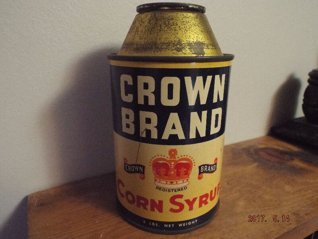 Rare 1960's Crown Brand Corn Syrup Cone top  Tin in Arts & Collectibles in Markham / York Region