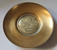 Vintage 1982 Walt Disney World EPCOT Center Brass/ Glass Plate