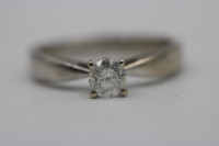 14K White Gold 0.62ct Solitaire Diamond Ring (#4370)