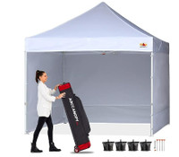 10 x 10 white Pop Up Canopy Tent with weights and sidewalls