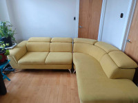 Structube L-shaped Sectional Couch with Adjustable Headrests 