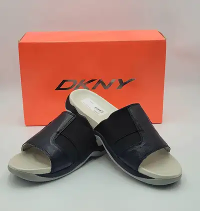 DKNY Ledge  Women's Size 8US Leather Slides - Black & Grey, View more