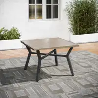 Metal Faux Wood Patio Table