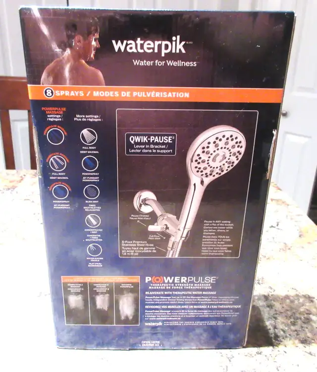 Waterpik Powerpulse Therapeutic 8 Spray Shower Head. NEW IN BOX. in Bathwares in Kelowna - Image 3