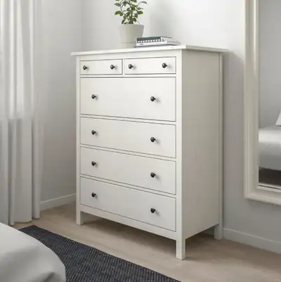 IKEA HEMNES Chest of 6 drawers, white stain, View more
