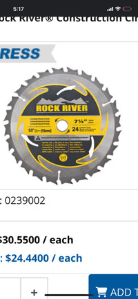 7-1/4" 24T Rock River® Construction Circular Saw Blade
